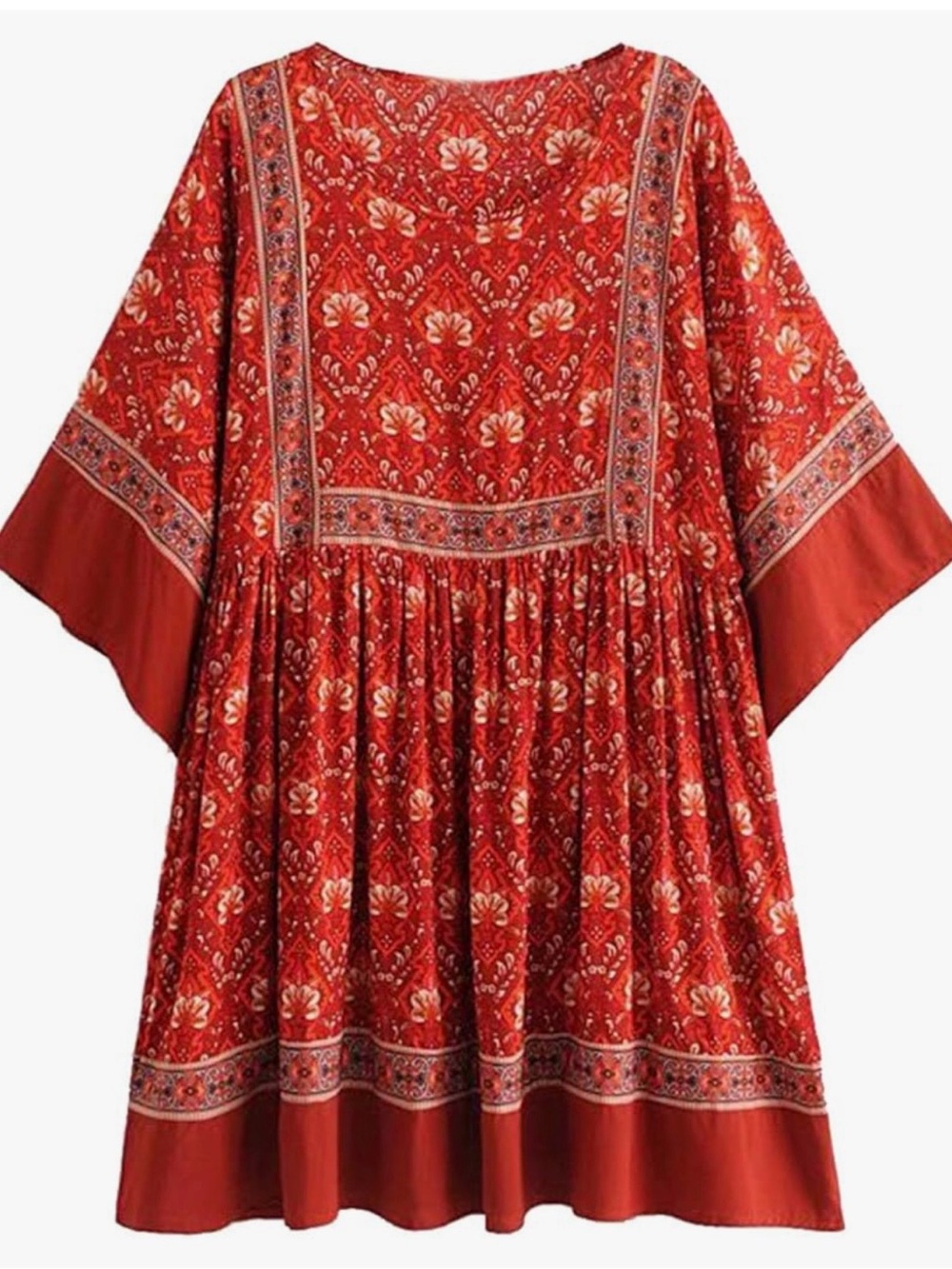 Summer Half Sleeve Casual Loose Bohemian Floral Tunic Dress